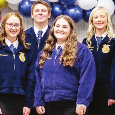 New Clinton High School FFA officers from left are Historian Grady Gaunt, Sentinel Cameron Nickel, Reporter Bryale Johnson, Treasurer Eli Whitney, President Brooklynn Atchley, Secretary Mindy Sawatzky and Vice President Garrett Graybill. CHS Future Farmers of America honored for accomplishments