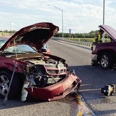 No injuries were reported after officials responded to a wreck involving two vehicles just north of the Interstate 40 westbound on ramp on U.S. Highway 183 just before 6 p.m. Tuesday evening. According to the Clinton Fire Department, a pickup truck was tu Construction crash-up
