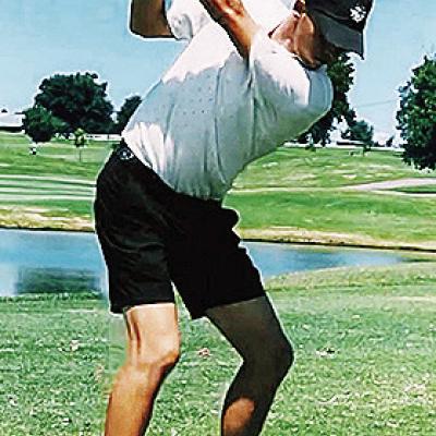 Heston Brown of Cordell gets into his back swing as he prepares to hit the golf ball during the Labor Day Tournament at Riverside Golf Course over the weekend. CDN | Courtesy Photo
