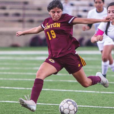 Maria Nolasquez recorded a hat trick in the Lady Reds’ 9-0 triumph over Western Heights in the regular season finale Friday evening. CDN |Adam Ewing Nolasquez, Carrizales net hat tricks in win