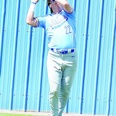 No. 22 Aiden Casas catches the ball for the final out of the second inning in the home game against Thomas. CDN | Sam Goodwyn