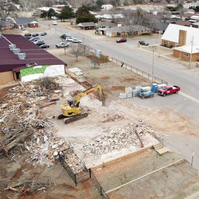 Flattened school wing