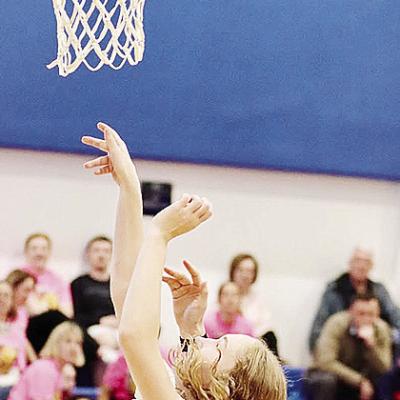 Corn Bible Academy’s Brylie Driskill shoots the layup during the Lady Crusaders’ home game against Blair. CDN | Courtesy photo