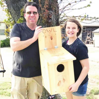 Father, daughter team up to build owl house