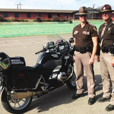 Troopers Paul Staggs and Lt. Steven Cornell visited Southwestern Oklahoma University for a “Train Like a Trooper” event. CDN | Melissa Javorsky Troopers offer up ‘training’ event
