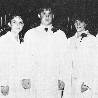 40 YEARS AGO Those confirmed during a special Service of Affirmation of Baptism at Trinity Lutheran Church are shown with Pastor Hugo Schwartz. Pictured were from left, Tina Rose, Jessica Christensen, Todd Stehr, Christine Klemke and Pastor Schwartz.