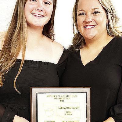 Former CHS Lady Red softball player Kenzie Kauk was named to the Middle West team as the utility player at the Oklahoma High School Fast-Pitch Coaches Association All-State Banquet. Pictured from left are Kauk and Coach Whitney Misak. CDN | Courtesy photo Army strong