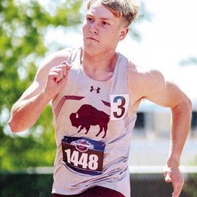 Former Clinton track and field athlete Parker Adams runs during a meet for West Texas A&amp;M this season. CDN | Courtesy photo