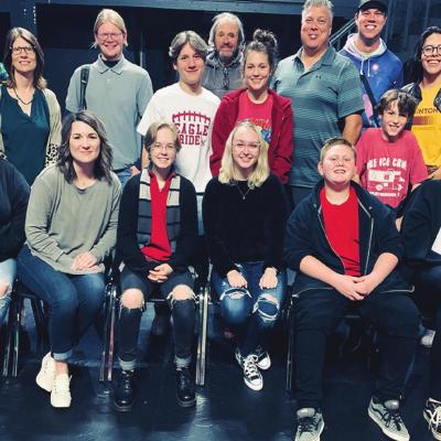 “Elf: The Musical” will show Dec. 10-12 and Dec. 17-19. The cast, seated from left, includes Kayla Brittle, Gini Smith, Megan Gilbert, Emily Gill, Thomas Williams, Cierra Cuccias; standing, Boone Hardaway, Malynda Blevins, Isaac Martyn, Curtis Turney, ‘Elf: The Musical’ at playhouse in December