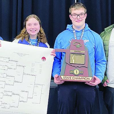 Corn Bible Academy took first place in Saturday’s Class A State Academic Tournament at Rose State College in Midwest City. Pictured from left are Cameron Moran, Samantha Rother, Luke Zybach and August Drobrinski. CDN | Courtesy photo