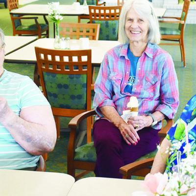 From left Doris Newman, of Carter, Wanda Henderson, of Butler, and Melba Shepherd, of Clinton, eat ice cream at Homestead of Clinton at 3200 Hayes Ave. CDN | Caleb Blanchard From left Doris Newman