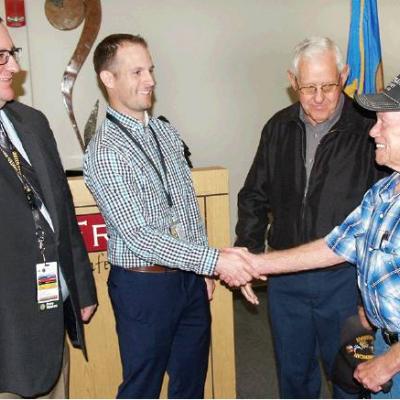 CDN | Robert S. Bryan Wednesday’s meeting was a cordial one between the two men who’ll be key providers of health care at Clinton’s new Veterans Clinic and a couple of men who may be their patients. Left to right are Dr. Gar Clinic folks welcomed to Clinton