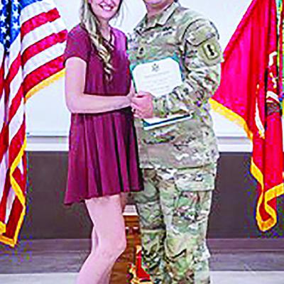 Reagan Greenleaf, left, and Sgt. James Greenleaf pose together after being promoted to Sgt. first class. CDN | Courtesy photo