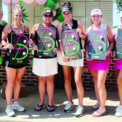 The Clinton branch of the Women’s Golf Association held its first all-women’s tournament at Riverside Golf Course last month. Pictured, from left, are Birdie and Megan Brown of Cordell, who won the Championship Flight; Andrea Wiseman and Kasey Filyaw 
