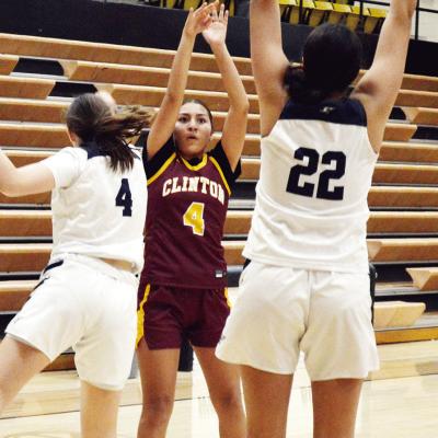 No. 4 Gianna Burns takes an open shot for the Lady Reds during the final day of the recent Winter Classic in Woodward. CDN | Sam Goodwyn Locked on the shot