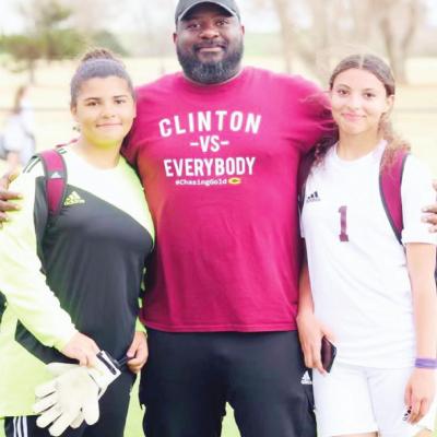 LJ Williams, pictured middle is with his two daughters Jacyee, left, and Alyvia, right, after a Clinton Middle School soccer game. CDN | Courtesy photo L J Williams loves being back home