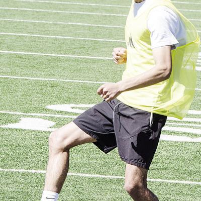 Clinton’s Brandon Rodriguez-Esclalante controls the ball in a drill during soccer practice at the Tornado Bowl. CDN | Sam Goodwyn