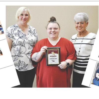 Recognized for placing first in advertising in the OPA’s Better Newspaper Contest are Clinton Daily News staffers, from left, Sheena Lundy, Tracey Goodwyn, and Sharon Salinas.