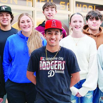 The December and January students of the month for Clinton High School have been released. Front row is Azeral Fierro; middle, from left, are Maddison McAtee, Rylee Rodebush, Jaiden McCullough and Aliyah Lopez; back, Ranger James, Easten Powell, Conner Me