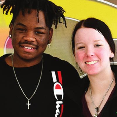 Keison Sutton and Angela Gauger. Gauger, Sutton receive Red Tornado honors