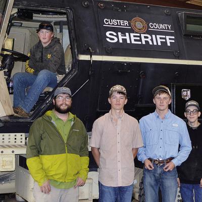 These are the Arapaho-Butler High School ag students that get to work on the Custer County Armored Rescue Vehicle to install seating in the back. Pictured from left are Conner Kreizenbeck, Mitchell Hunter, John Vela, Jantz Baker, and Hunter Baker. CDN | C