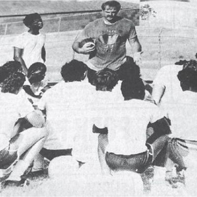 40 YEARS AGO Clinton Head Coach Dave Meadows gathers his players for a pep talk during practice during two-a-days. CLINTON’S HISTORY 10, 20, 30 AND 40 YEARS AGO