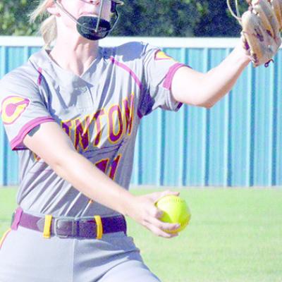 Kambree Davis pitches the ball Monday in a game at Arapaho. CDN | Josh Jennings Clinton, A-B softball prepare for postseason action