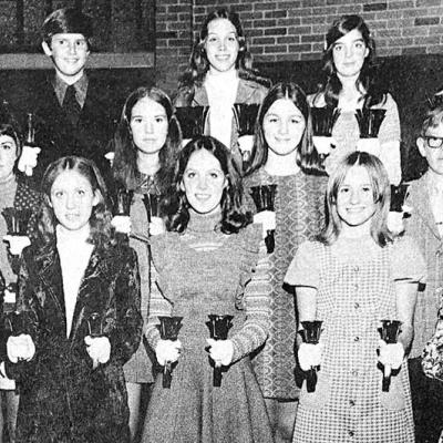 The Hand Bell Choir of the First Baptist Church was set to furnish special music during Clinton’s Community Thanksgiving service at the First Baptist Church. The communitywide service was being sponsored by the Clinton Ministerial Alliance. Members of the choir included (front row, left to right) Mandie Tennant, Carla Adams, Leslie Farris, Karen Carpenter and Dian Parr; (second row, left to right) Dian Hammons, Sheila Locke, Mamie Sellers and Mike Hinderliter; (third row, left to right) Frank Frizzell, Lauree Farris, Jeretta Wilson and Sandy Brown. 50 YEARS AGO