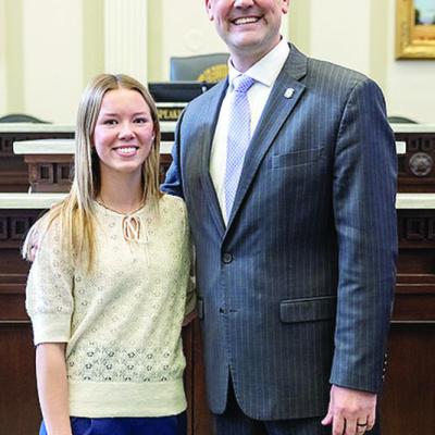Reagan Schoeppach and House Speaker Pro Tempore Anthony Moore