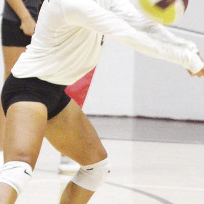 Clinton’s Libero Sammie Meraz hits the ball back to Weatherford during the Lady Reds game Tuesday at the Tornado Dome. CDN | Sam Goodwyn Lady Reds face off with Weatherford