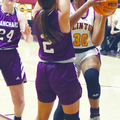 The Lady Reds’ Alana Hester seeks to draw contact from a Blanchard defender during Friday’s contest. CDN | Emily Stephens CHS teams fall in homecoming games