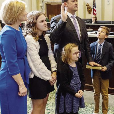Clinton’s Anthony Moore was sworn in to serve as the Speaker Pro Tempore in the 60th Legislature of the Oklahoma House of Representatives Tuesday with his family by his side. Joining him were his wife, Rachel, and children, Quinn, Karsten, and Cohen. CD