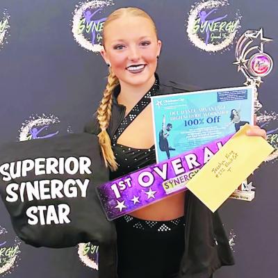 Jocelyn King poses with the awards she won from the Synergy Performing Arts Grand Finale Nationals Competition in Frisco, Texas. CDN | Courtesy photo Teen dancer keeps racking up awards