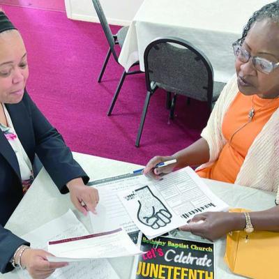 Adrienne Moreland, left, and Vickie Kirkendoll finalize the agenda for Bethany Baptist Church’s Juneteenth celebration. CDN | Courtesy photo Bethany Baptist to celebrate Juneteenth