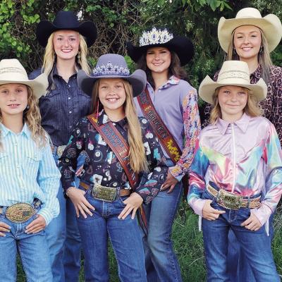 Clinton 2026 Rodeo Royalty candidates are front, from left, Emma Shannon; 2025 Sweetheart Emma Townsley; and Emma McIntosh; back, Brinkley Miller; Chloe Morris; 2025 Queen Tailee Finnell; Ally Townsley; and 2025 Princess Victoria Weil. CDN | Courtesy phot