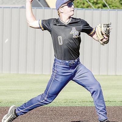 Arapaho-Butler’s Jiles Southall hurls the ball to first base for the out during the Indians’ Class A State Baseball Tournament quarterfinal game against Wright City in Shawnee. CDN | Sam Goodwyn