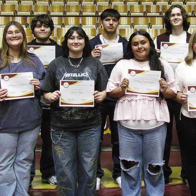 Seniors honored for being top 10% in their class include, front, from left, Alyvia Williams, Abigail Williams, Grace Rivas, Vallery Desantiago and Lyssa Day; back Rogelio Soto, Mason McAtee, Jackson McCullough and Vincent Jones.