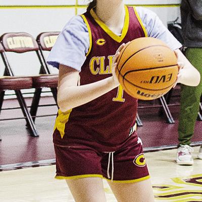 Clinton’s Quincy Matlock squares up to shoot the ball during practice in the Tornado Dome. CDN |Sam Goodwyn