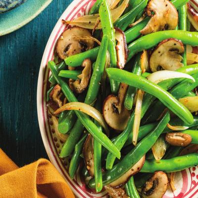 Green Beans with Mushrooms and Onions Recipe courtesy