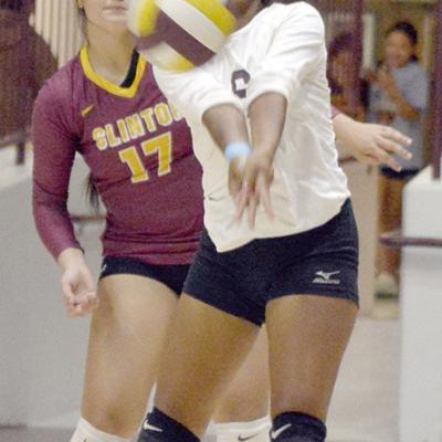 Clariza Ramos digs the ball while Lexie Conway watches the action occur. CDN | Josh Jennings Coach Seiter says ‘CHS volleyball is changing the culture’