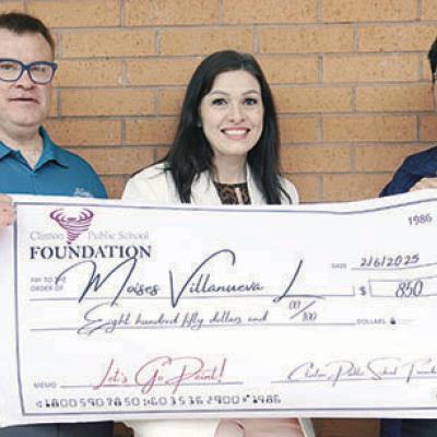 From left, are Assistant Principal Brent Caldwell, Foundation board member Tim Miller, High School Principal Michelle Sorter, teacher Moises Villanueva and Foundation board member Jenn Mosburg, presenting a teacher grant. CDN | Courtesy photo