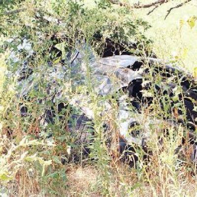 CDN | Staff Photo This was the vehicle Texan Jesse Hatfield, 23, was driving before it crashed last Wednesday into a line of trees alongside Interstate 40 at the east edge of Clinton. Article Image Alt Text