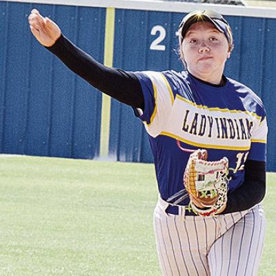 Arapaho-Butler’s Lauryn McHenry hurls the ball to first for the out during the Class 3A Spring Regional Tournament. CDN | Sam Goodwyn