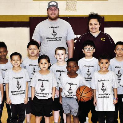 The Clinton Peewee Basketball boys’ Gray Team this season consisted of front