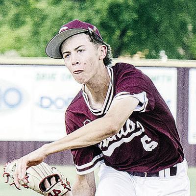 Clinton’s Conner Meget hurls the ball during the Reds’ home game against Weatherford Friday in summer ball. CDN | Sam Goodwyn