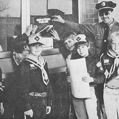 40 YEARS AGO Local scouts helped prepare for the upcoming Red Cross Blood Drive by posting a sign at the Clinton Police Department. Pictured in front, from left, were Matt Evans, Darren Lamar, Aaron Hunter and Derek Rhodes; back, scouts Ryan Tharel and Er