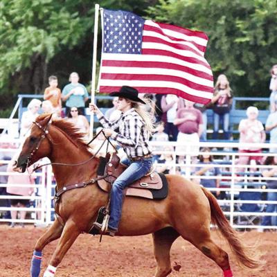 Savanna Jones rides through the Clinton Round Up Arena during last year’s rodeo. CDN | Courtesy photo The 76th annual rodeo to be held next week