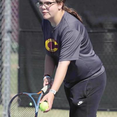 Clinton tennis player Rebekah Campbell prepares to serve the ball during a match. CDN |Courtesy photo Youth tennis clinic coming to Clinton July 20