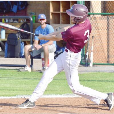Clinton upcoming freshman Craig Hunter swings through for a hit against Arapaho-Butler this past summer season. Hunter is one of a bevy of players headed up to the varsity for the 2021-2022 school year. CDN | Collin Wieder Preps make major strides in summer