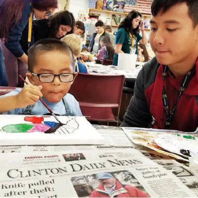 Kindergarten student at work